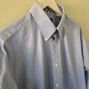 NWOT Neiman Marcus L Quiet Luxury Modern Academia Formal Blue Dress Shirt